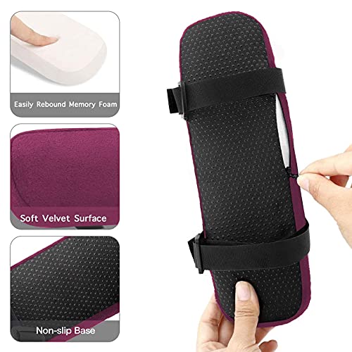 MOSISO Chair Armrest Pads (2 Pack), Memory Foam Home/Office Chair Arm Rest Covers Comfy Computer Gaming Elbow Cushion Removable Washable Elbow Support Forearm Pressure Relief, Wine Red - color: Wine Red
