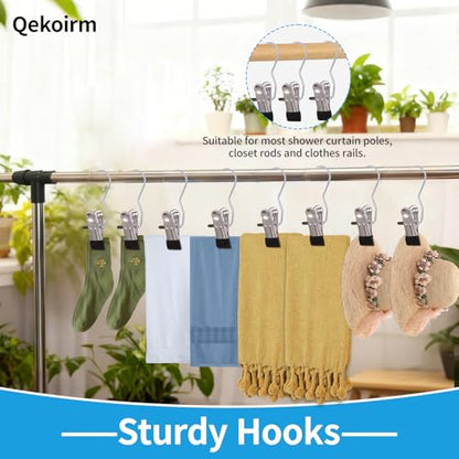 30 Pack Heavy Hanger Clips for Closet, Laundry Hooks Hanging Clips with, Clothespin for Clothes Pants,Clothes Pins Multi-Purpose Clip Big Hangers & Pants Clip Hangers for Hats Socks Towels Travel - color: Black