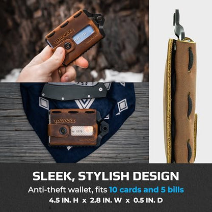 Trayvax Element Wallet, RFID Front Pocket Credit Card Holder with Money Clip, Minimalist Slim Leather Metal Wallet for Men and Women - color: Black | Mississippi Mud
