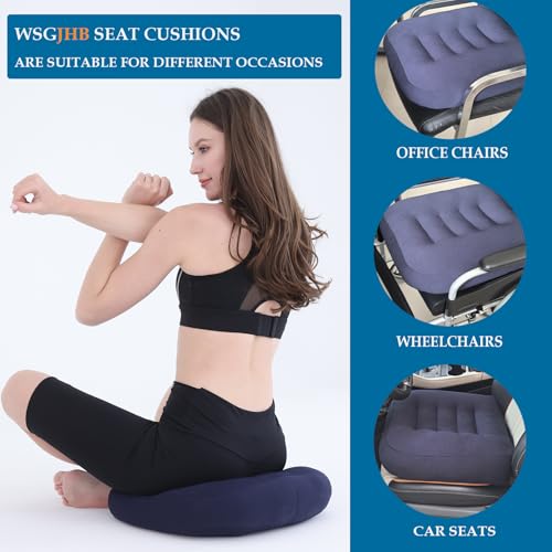 WSGJHB Large Seat Cushion, Extra Thick Booster Seat Cushions for Office Chairs Long Sitting Office Workers, Car Drivers, Relieves Back Pain, Breathable, Anti-Slip, 18x18x4.7 inchs, Blue - color: Blue
