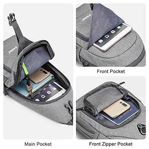 G4Free RFID Sling Bag Crossbody Backpack Small Chest Shoulder Bag Hiking Outdoor - color: Bright Grey (Ral 7035)