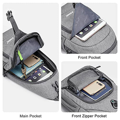 G4Free RFID Sling Bag Crossbody Backpack Small Chest Shoulder Bag Hiking Outdoor - color: Bright Grey (Ral 7035)