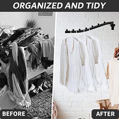 Folding Clothes Hanger Rack Swing Arm Hook Holder Clothing Hanging Garment Drying Closet Rod Storage Organizer Wall Mount Space Saving for Closet Organizer Bathroom Bedroom Laundry 2 Pack Black - style: 2 Pack