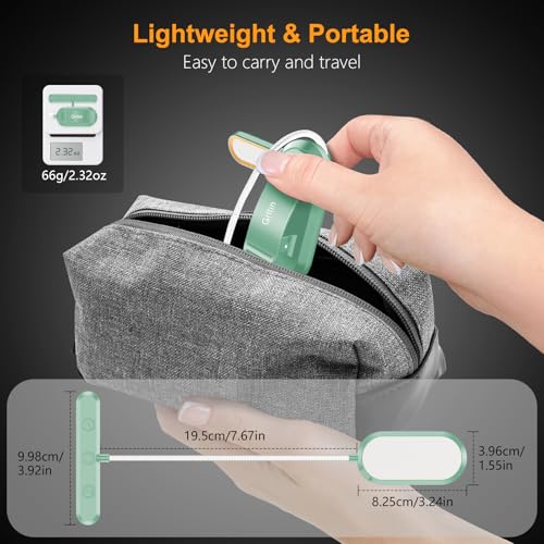 Gritin Rechargeable Book Light for Reading in Bed with 19 LED &Memory Function-Eye Caring 3 Color Temperatures,5 Brightness Levels,90 Hrs Runtime Flexible Goose Neck Clip on Light-Cyan - color: Cyan