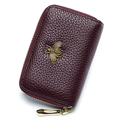 imeetu RFID Credit Card Holder, Small Leather Zipper Card Case Wallet for Women - color: Lite - Purple Coffee, size: Lite