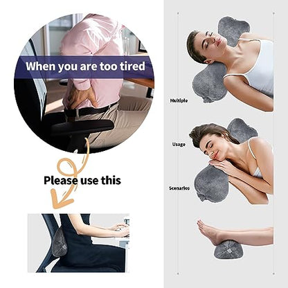 Recliner Headrest Pillow, Head Pillow for Recliner Chair, Sofa, Couch Neck Pillow,Pain Relief Bone Pillow for Sleeping with Adjustable Strap - color: Dark Grey