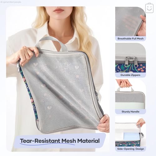 Veken 11-Pack Compression Packing Cubes for Travel Essentials,Compressible Expandable Large Luggage Suitcase Organizer Bags for Clothing,Durable Space Saver Bags with Toiletry Bags(Dark Blue Floral) - color: Dark Blue Floral, size: 11 set