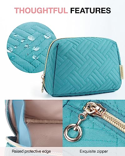 BAGSMART Small Makeup Bag, Travel Cosmetic Bag Make Up Pouch Small Travel Zipper Pouch,Water-resistant Toiletry Bag,Makeup Organizer Bag for Women, Blue - color: 01-Teal Blue