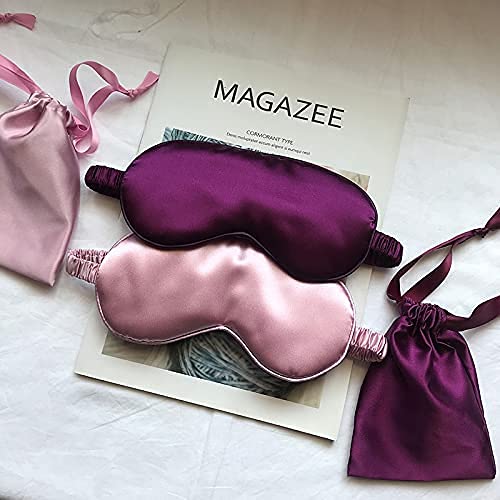 Silk Satin Sleeping Eye Mask, Dark Purple Sleep Eye Mask Night Blindfold for Women and Men, Soft Breathable Blackout Eyeshade Eye Cover for Travel, Wedding Bridesmaid Gift - color: Dark Purple