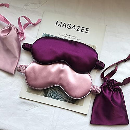 Silk Satin Sleeping Eye Mask, Dark Purple Sleep Eye Mask Night Blindfold for Women and Men, Soft Breathable Blackout Eyeshade Eye Cover for Travel, Wedding Bridesmaid Gift - color: Dark Purple