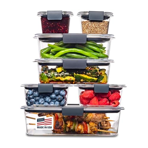 Rubbermaid Brilliance Food Storage Containers, 14 Piece Plastic Containers with Lids, BPA-Free, Leak Proof, Clear - size: 14-Piece