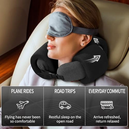 3-Ring Memory Foam Travel Neck Pillow It has obtained a Patent. The Three Rings can be movably Adjusted to Provide Flexible Support for The Neck, Head, and Other Areas.Black - color: Black