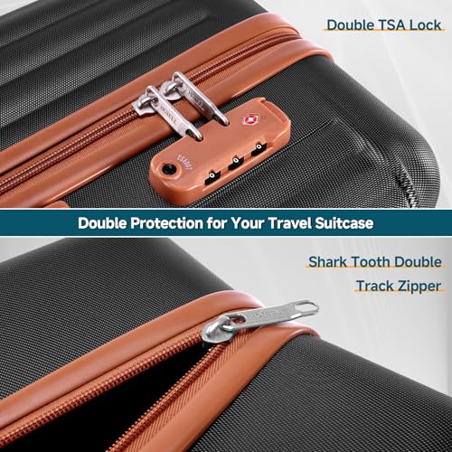 Hoteel Luggage Set 3-Piece, 4-Year Warranty,Suitcases with Wheels, PC+ABS Hardshell Suitcase, TSA Lock, Including Waterproof Luggage Bag, Travel Maletas for Men & Women,Black - color: Black, size: 3 Piece Set (20/Expandable DB/TB)
