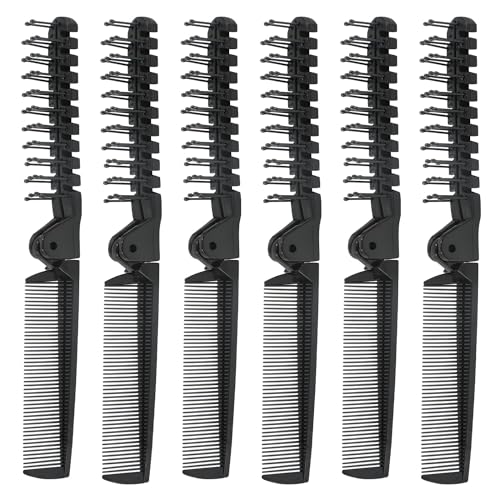 Folding Comb, 24PCS Travel Hair Brush and Comb Set, Portable Foldable Plastic Hairdressing Tools, Anti-Static Hair Comb, Double Headed Hair Brush for Men Women (Black) (Pack of 2) - size: 24 PCS (Pack of 2)