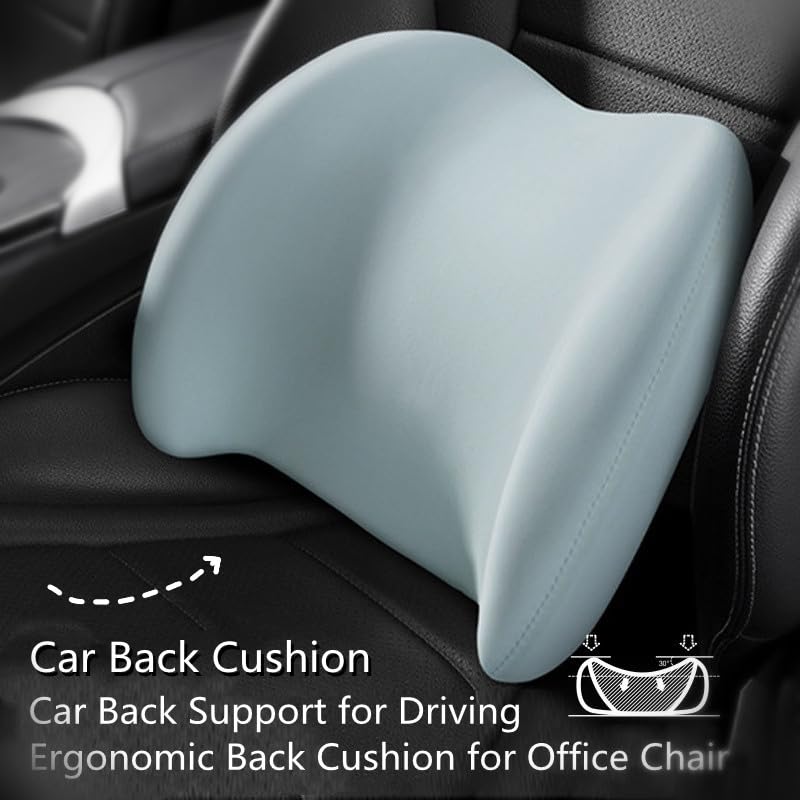 Car Headrest & Lumbar Support Cushion Kit, Ergonomic Car Seat Neck Pillow and Backseat Cushion for Driving Fatigue Relief, Driving Seat Memory Foam Neck Back Rest Pillows (Black) - color: Black
