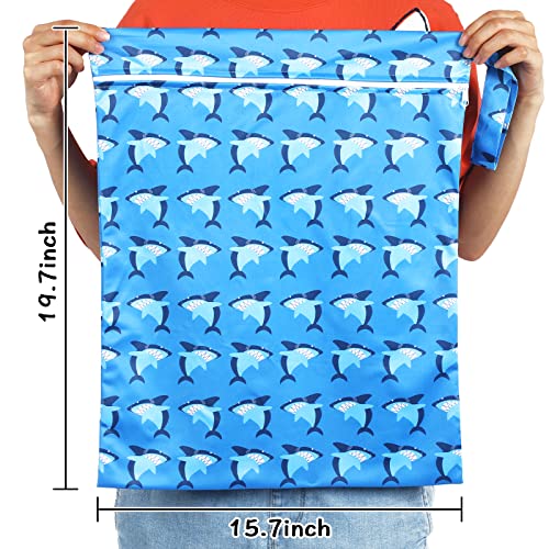 Shappy 2 Pack Large Travel Laundry Bags, Large Wet Dry Waterproof Dirty Clothes Bag for Suitcase, Swimsuit Beach Gym College Dorm Wet Bag(Shark) - style: Shark