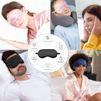 6PACK Silk Sleep Mask Satin Eye Masks Blackout Silky Eyeshade Cover Soft Blindfold Eyeshades for Women Sleeping Travel Gift - color: Evergreen