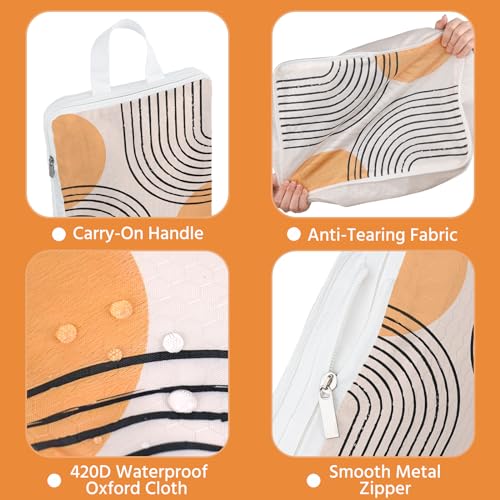 6 Pcs Compression Packing Cubes Waterproof Suitcase Travel Bag Luggage Backpack Organizer Travel Cubes for Packing-Bohemian - color: Bohemian 01