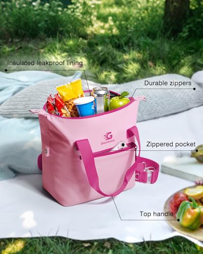 GLORIEROO Pastel Lunch Box Women | Insulated Soft Waterproof Leakproof Lunch Bag Cooler | Adjustable Strap | BPA-Free - color: Berry Blush