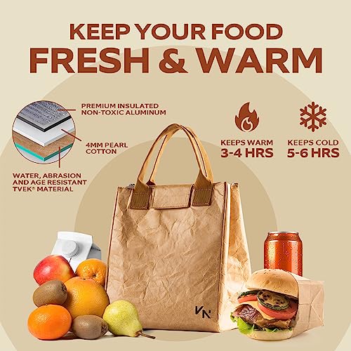 VonNova Women’s Insulated Lunch Bag with Premium 4mm Cooler Insulation, Cute Large 7L Lunch Tote for Office, Durable Small Lunch Box for Women, Stylish Lunchbox for Adults, Teens, Nurses, Teachers - color: Classic Brown