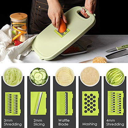Gintan Camping Cutting Board, 9-in-1 Collapsible Chopping Board with Colander, Kitchen Vegetable Washing Basket for Camping, Camping Gifts Camping essentials for RV Campers (Blue Green) - color: Blue Green