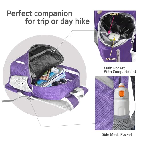 35L Foldable Waterproof Backpack For Outdoor Sports Travel Inside Wet Clothes Compartment Packable For Multiple - color: 1purple