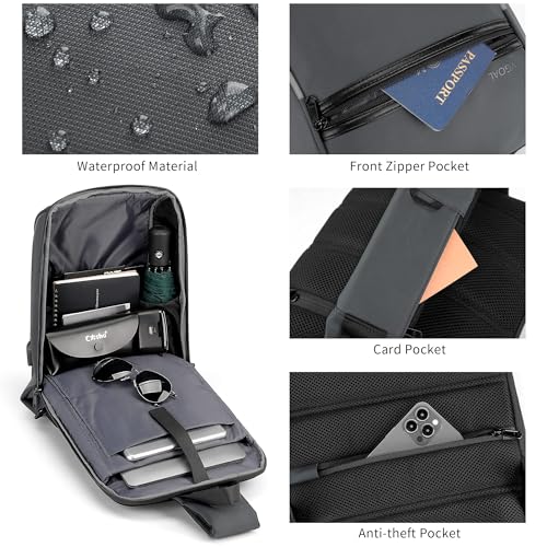 Kingsons 13" Anti-Theft Laptop Sling Backpack. Waterproof nylon, USB port. Ideal for travel, hiking, camping. (FG6301-Grey) - color: Fg6301-grey