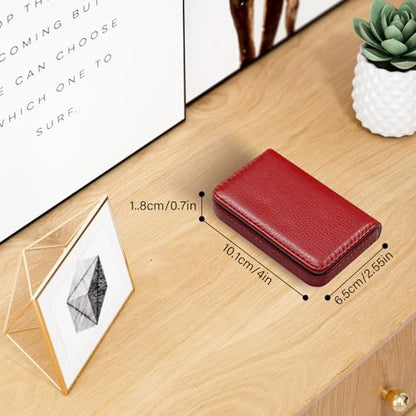Business Credit Card Holders, Magnetic Sealing Anti Drop, PU Leather Debit Card Protector Organizer Case (Ruby Red) - color: Ruby Red