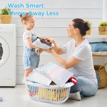 BAGAIL Laundry Bags Mesh Wash Bag for Intimates Lingerie and Delicates,7Pcs(1XL,2L,2M,2 Bra Bags) - color: Pearl White-Fine Mesh, size: 1XL,2L,2M,2 Bra Bags