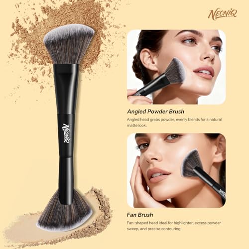 10 PCS Travel Makeup Brush Set With Bag, Makeup Brushes, Double-End Multi-functional Brushes for Foundation Powder Blush Eyeliner Eyeshadows, Professional Face Brush Set（Black） - color: 10Pcs-Black