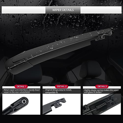 Replacement for Hyundai Santa Fe 2019 2020 2021 Rear Windshield Wiper Blade and Arm Assembly-Car Back window wiper Arm Blade Complete Set - size: For Hyundai Santa Fe 2019-2021
