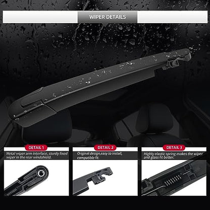 Replacement for Hyundai Santa Fe 2019 2020 2021 Rear Windshield Wiper Blade and Arm Assembly-Car Back window wiper Arm Blade Complete Set - size: For Hyundai Santa Fe 2019-2021