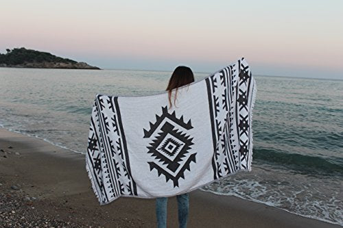 Bersuse 100% Cotton Cozumel Turkish Towel Beach Towel Bath Towel Dual Layer Peshtemal Beach Blanket Beach Essentials - 39x71 Inches, Black - color: Black3