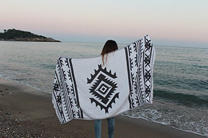 Bersuse 100% Cotton Cozumel Turkish Towel Beach Towel Bath Towel Dual Layer Peshtemal Beach Blanket Beach Essentials - 39x71 Inches, Black - color: Black3