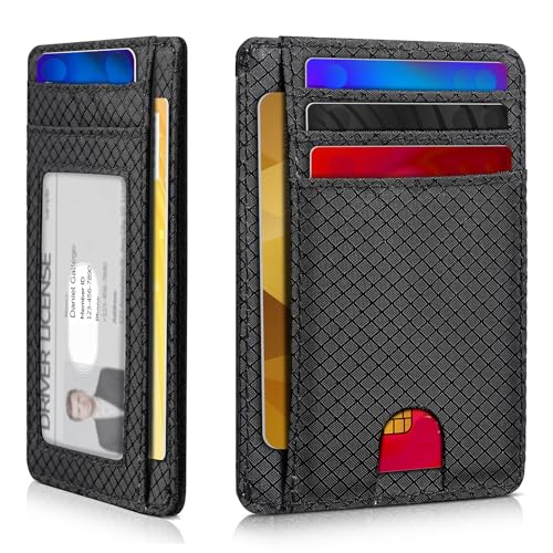 Artpaxy Slim Wallet for Men & Women, Minimalist Front Pocket Card Holder for Travel, RFID Blocking, Water Resistant Nylon Wallet for ID & Cash & Credit Card - color: Black