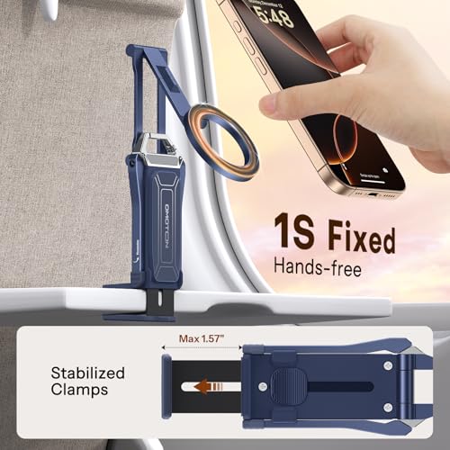 OMOTON TP02 360°Rotating for MagSafe Tripod Mount, Adjustable Aluminum Magnetic Phone Tripod for iPhone 17/16/15/14 Pro Max Air, Foldable Cell Phone Stand Fits Vlog, Gym, Travel Essentials, Navy Blue - color: 3-Navy Blue