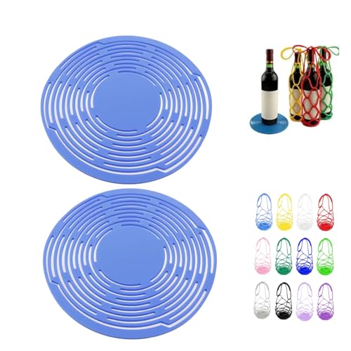 Multi-Use Silicone Storage Bag & Organizer,Multifunctional Mesh Coaster,Silicone Wine Carrier,Reusable, Foldable, Portable Coaster for Wine Bottles, Cups, Hot Dishes,and Beverages(2pcs Light Blue) - color: 2pcs-e