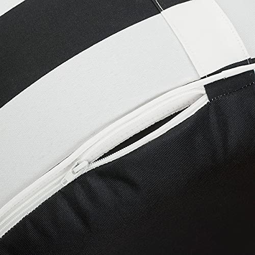 Inflatable Outdoor Ottoman,20"x9" Portable Patio Pouf,Water Resistant,Fade-Resistant,Round Blow Up Footrest Stools for Home Garden Camping Travel(Black and White) - color: Black and White