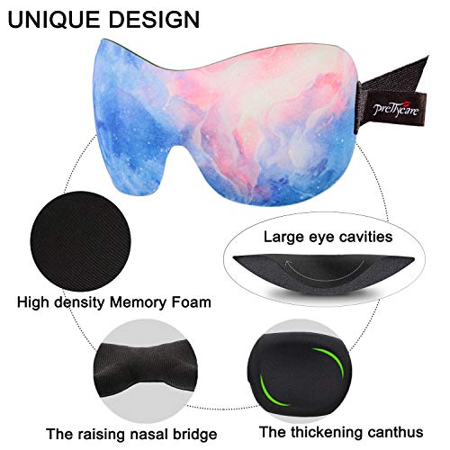 PrettyCare 3D Sleep Mask 2 Pack,Eye Mask for Side Sleeper -3D Contoured Sleeping Mask with Light Blocking for Women- No Eye Pressure Blindfold Night Masks with Ear Plugs & Travel Bag (Black& Fire) - color: Black& Fire