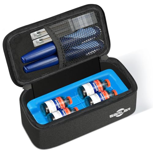 sarlar Insulin Vial Cooler Travel Case, TSA Approved Diabetic Supplies Storage Bag with Ice Brick, Insulin Pen and Vial Bottle Cooling Protector Organizer, Carrying Case for Daily and Trips, Black - color: Black