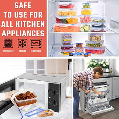 RockBerry 32 Pcs Large Plastic Food storage containers-85 oz to Sauces Box Stackable Kitchen storage bowls sets-BPA Free Leak proof with lids airtight-Microwave freezer safe lunch boxes - color: Color-of-32Pcs