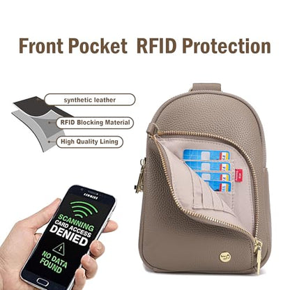 INICAT RFID Blocking Sling Bag, Anti Theft Crossbody Bag for Women Compact Travel Purses Leather - color: Gray