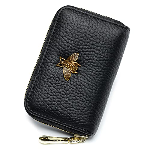 imeetu RFID Credit Card Holder, Small Leather Zipper Card Case Wallet for Women - color: Lite - Black, size: Lite