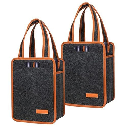 Foyego 2 Pack 6 Bottle Wine Tote Bag, Insulated Thermal Padded Wine Carrier Tote, Reusable Wine Bags for Wine Bottles Travel, Camping and Picnic, Perfect Wine Lover Gift - color: 6 Bottle-2pack