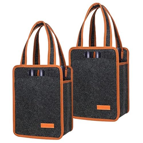 Foyego 2 Pack 6 Bottle Wine Tote Bag, Insulated Thermal Padded Wine Carrier Tote, Reusable Wine Bags for Wine Bottles Travel, Camping and Picnic, Perfect Wine Lover Gift - color: 6 Bottle-2pack