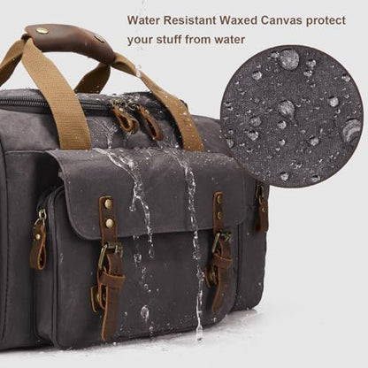 Waxed Canvas Duffel Bag 50L, Dark Grey | Waterproof, Travel, Overnight, Weekender - color: Dark Grey