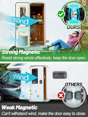 RV Magnetic Door Catch with Adhesives Screws - Easy to Install Camper Trailer Door Holder, Sturdy Stopper for RV Accessories, 1 Pack