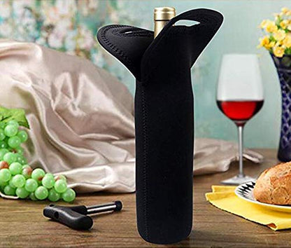 Wine Carrier Tote Bag Set of 3 Neoprene Champagne Bottles Protective Travel Bag Beer Cans Water Bottle Holder for Safe Transportation(Black)