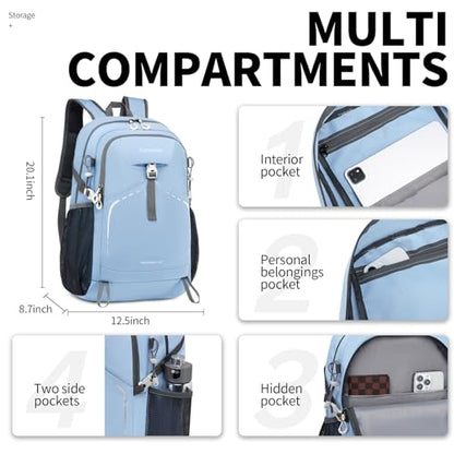 35L Lightweight Packable Backpack – Durable Foldable Daypack for Travel, Hiking, and Gym (Sky-Blue) - color: 35l-sky-blue