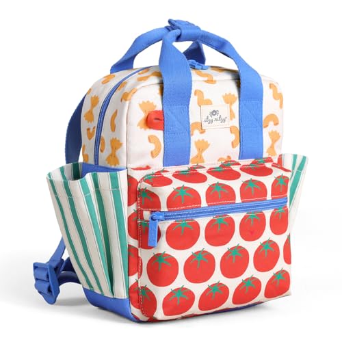 Itzy Ritzy Toddler Backpack - Daycare Bag - Features Adjustable Shoulder Straps, 2 Side Pockets & Spacious Interior with Wipeable Fabric Lining & Name Label, Pasta - color: Pasta